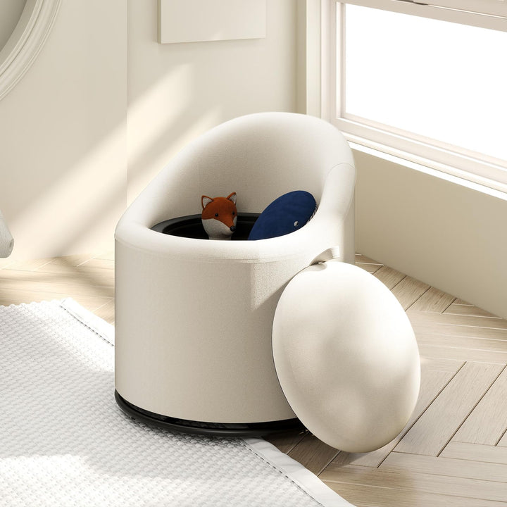 Giantex Swivel Accent Chair with Storage, 360° Upholstered Vanity Chair with Backrest