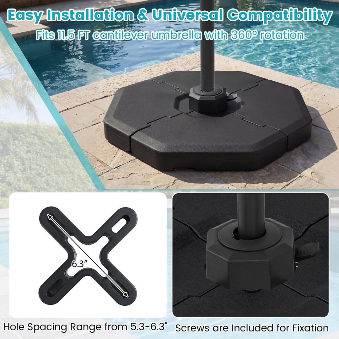Giantex 4-Piece Fillable Offset Patio Umbrella Base(420 lbs)