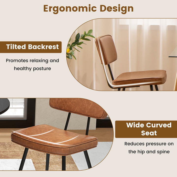 Giantex PU Leather Dining Chairs Set of 2/4, Upholstered Kitchen Chairs w/Padded Backrest & Seat, Metal Legs
