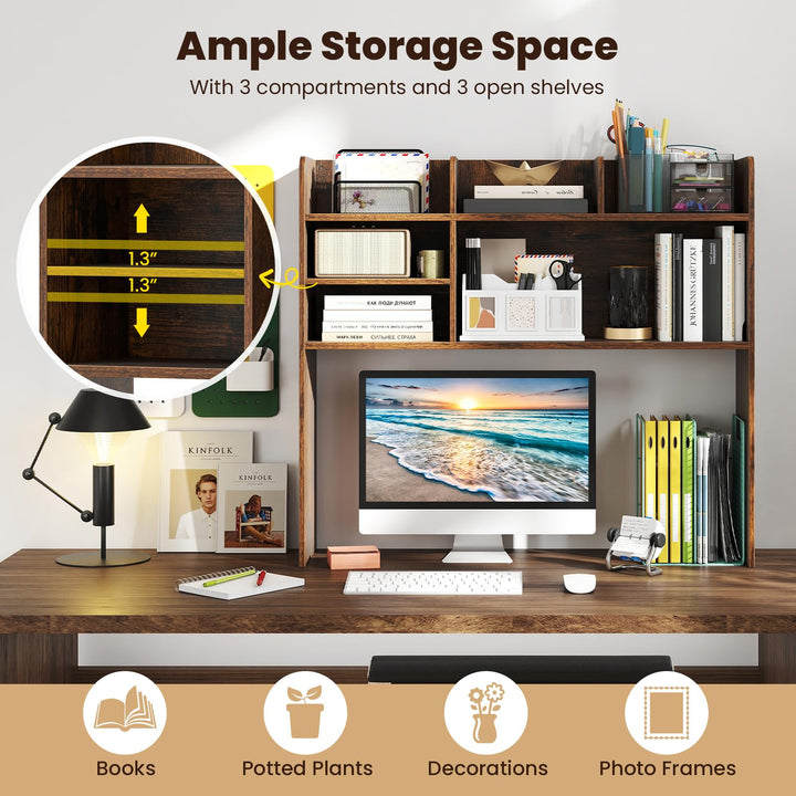 Giantex Desktop Bookshelf, 37" Desk Hutch Dorm for Computer Up to 32 Inch