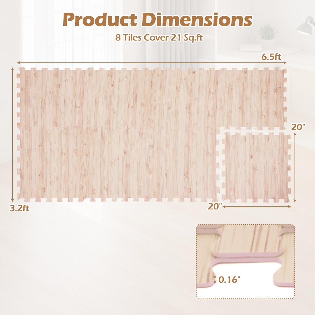Giantex Wood Grain Floor Tiles Foam Mat