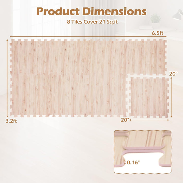Giantex Wood Grain Floor Tiles Foam Mat