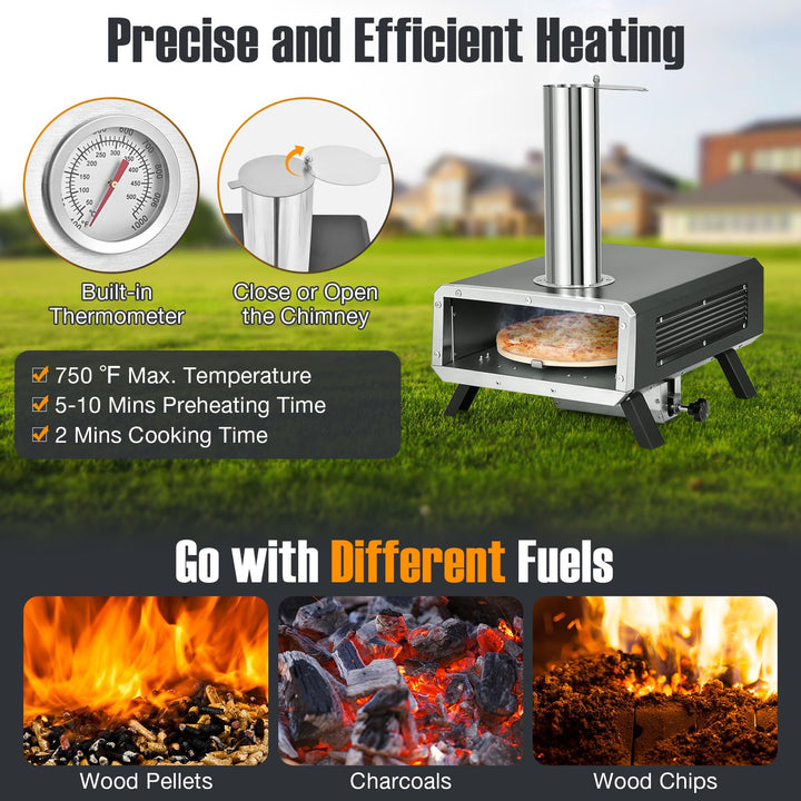 Giantex Pizza Oven Outdoor - 360° Rotating Pizza Stone