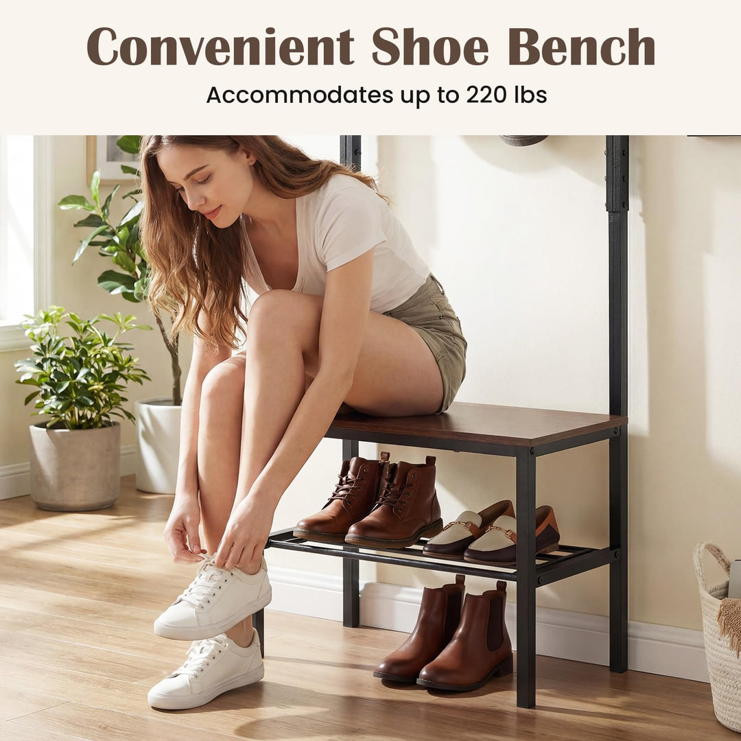 Giantex 3 in 1 Hall Tree with Bench and Shoe Storage