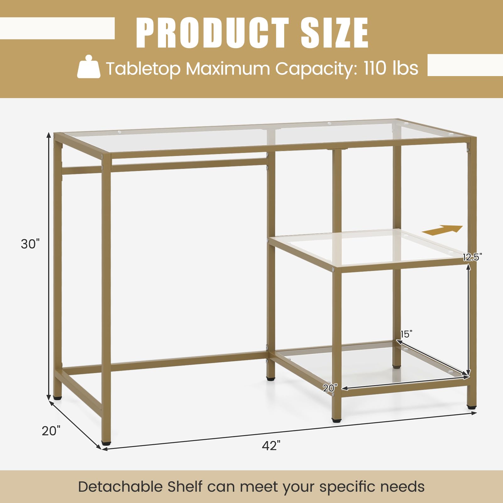 Giantex 42" Glass Entryway Console Table - Modern Entryway Table