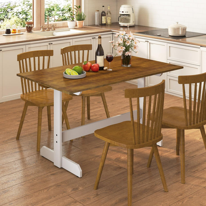 Giantex 55-Inches Farmhouse Kitchen Table with H-Shaped Rubber Wood Leg