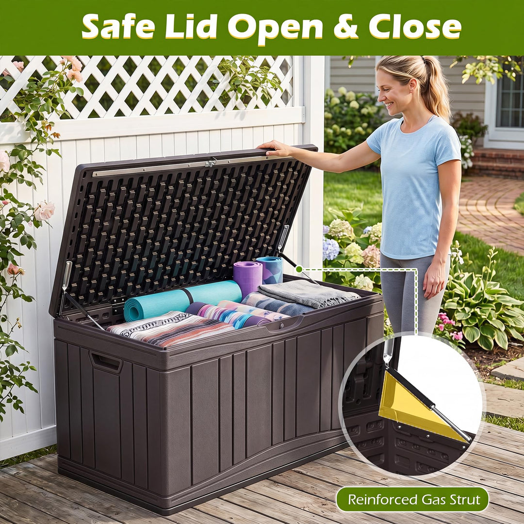 Giantex 80 Gallon Patio HDPE Storage Bin with Gas Struts &amp; Lock-Compatible Lid