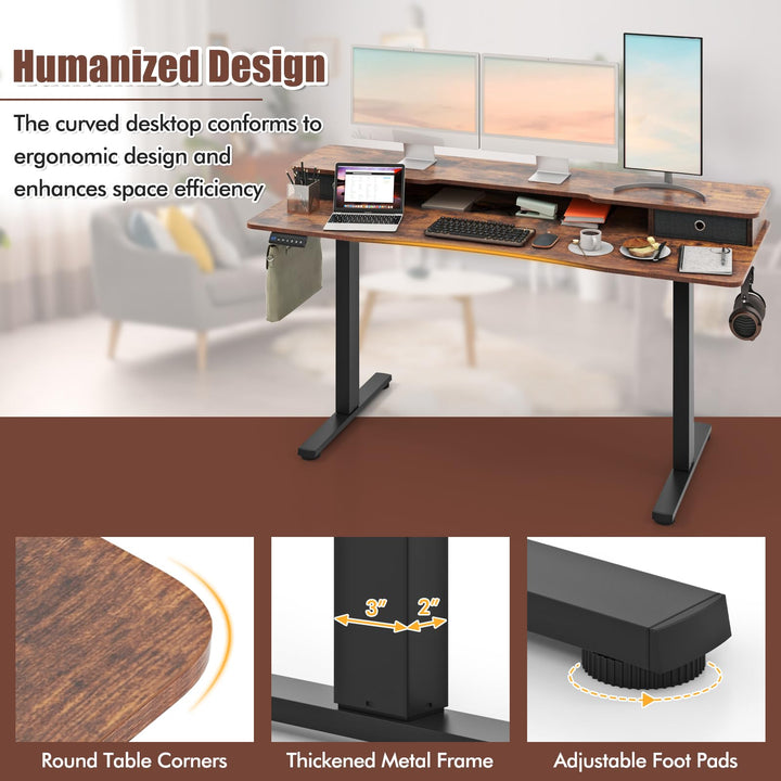 Giantex Electric Standing Desk with 2 Drawers, 63" x 24"