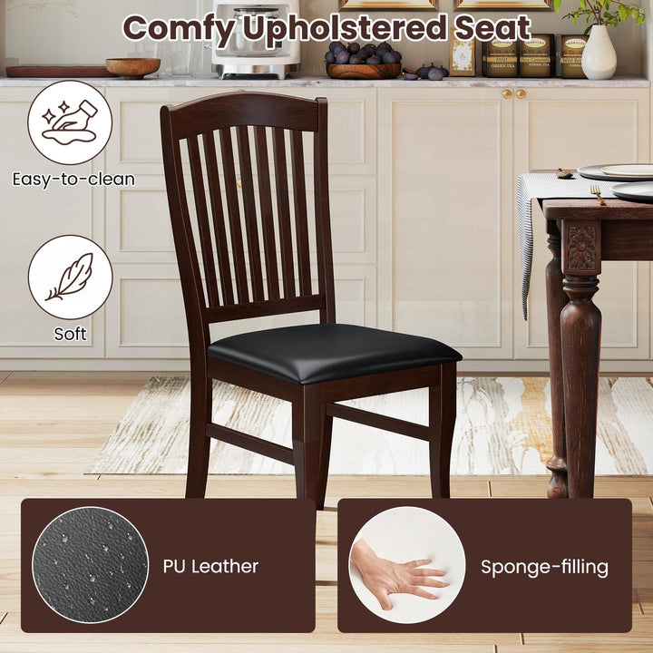 Giantex Set of 2/4 Wooden PU Leather Upholstered Dining Chairs