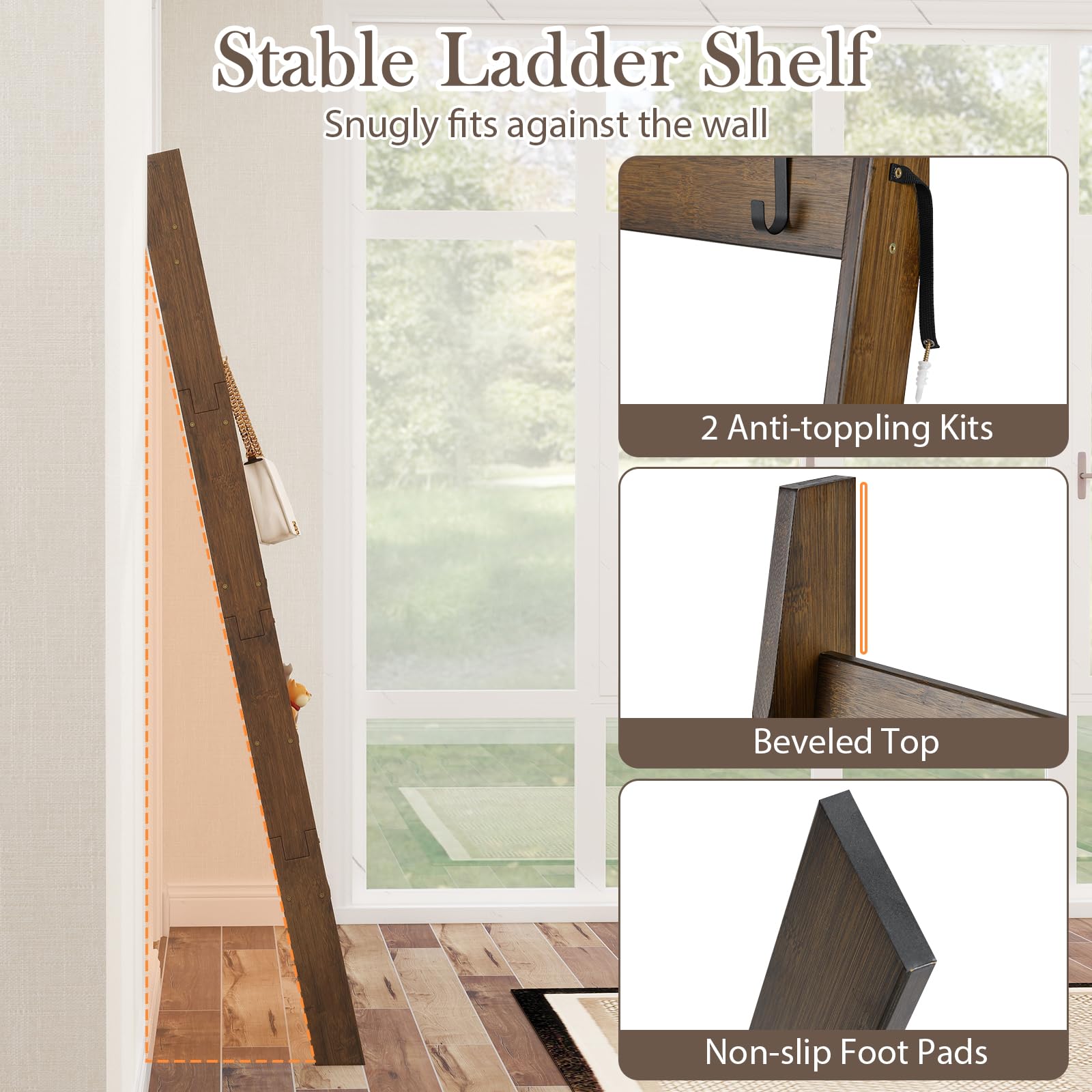 Giantex Bamboo Blanket Ladder