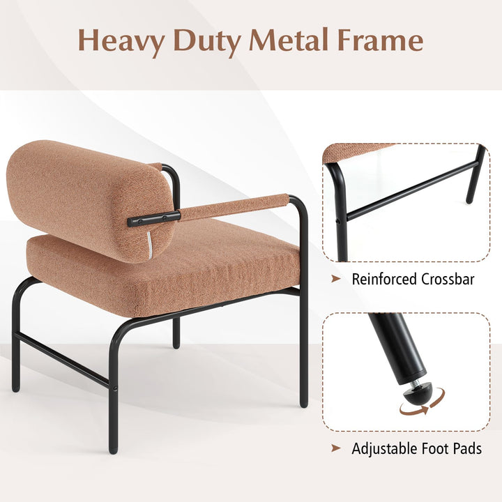 Giantex Velvet Upholstered Living Room Chair with Thickened Backrest & Metal Armrests