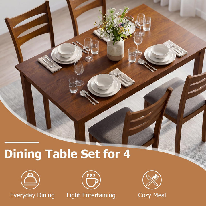 Giantex Rectangular Kitchen Table Set w/ 4 Upholstered Chairs
