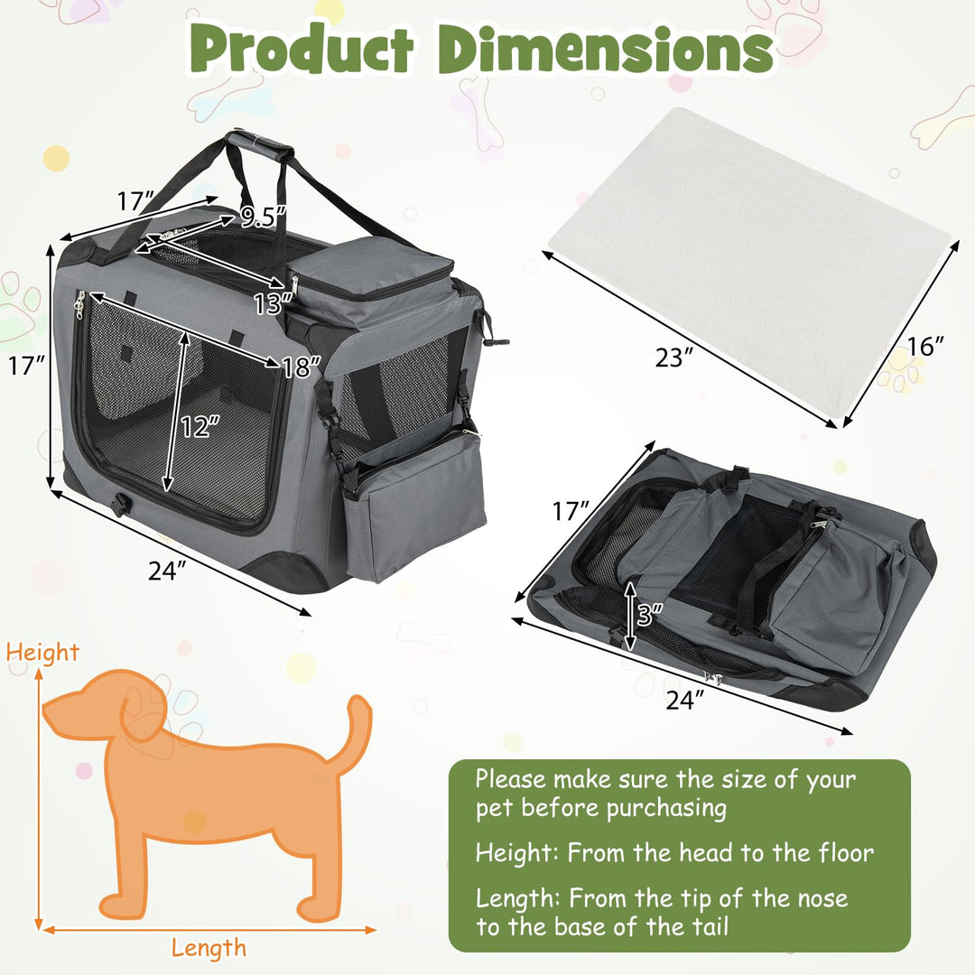 Giantex Folding Soft Dog Crate with 5-Sided Mesh