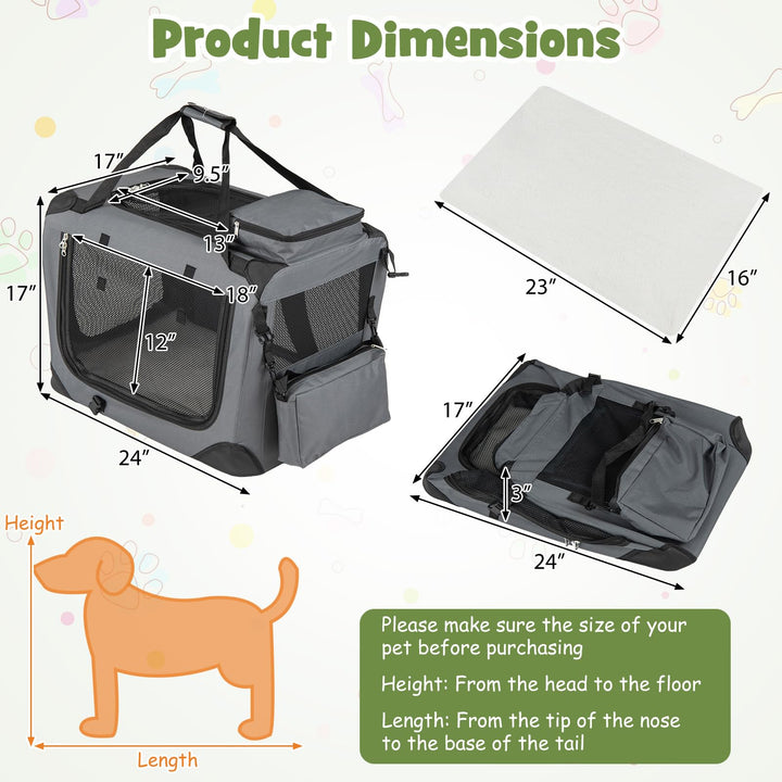 Giantex Folding Soft Dog Crate with 5-Sided Mesh