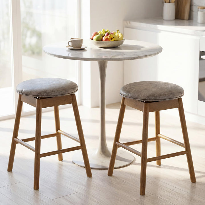 Giantex Swivel Counter Height Barstools with Solid Wood Legs and Footrests