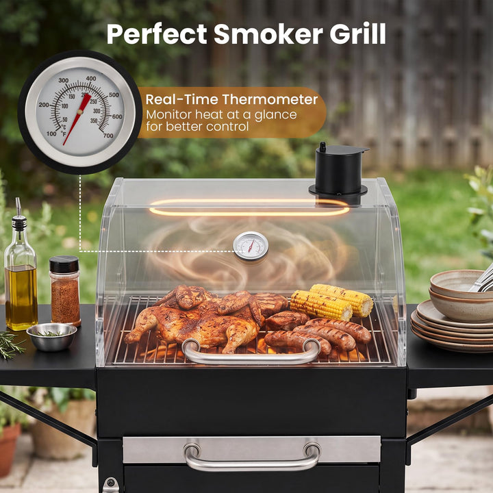 Giantex Charcoal Grill with 2 Side Tables