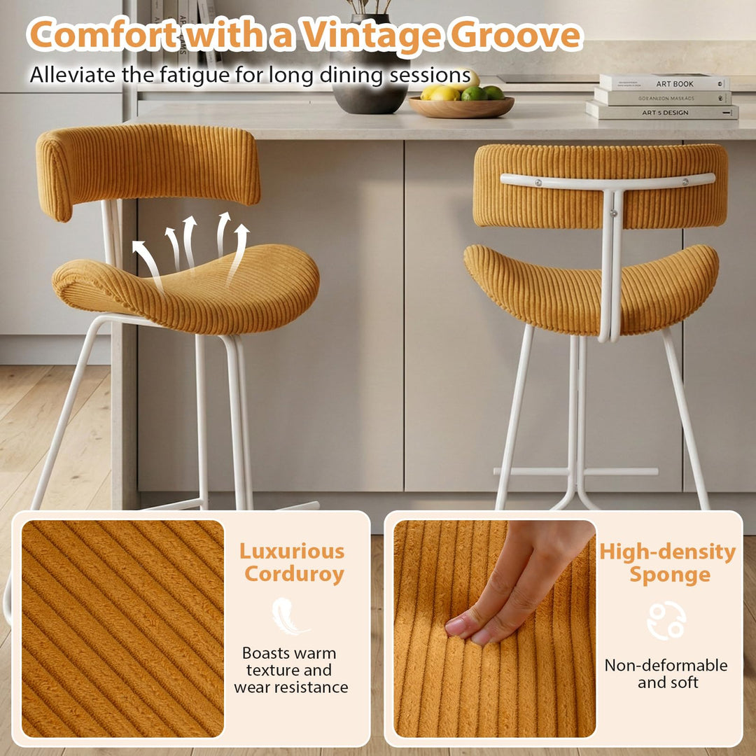 Giantex 25" Fabric Upholstered Armless Counter Height Chairs with Metal Legs &amp; Footrest