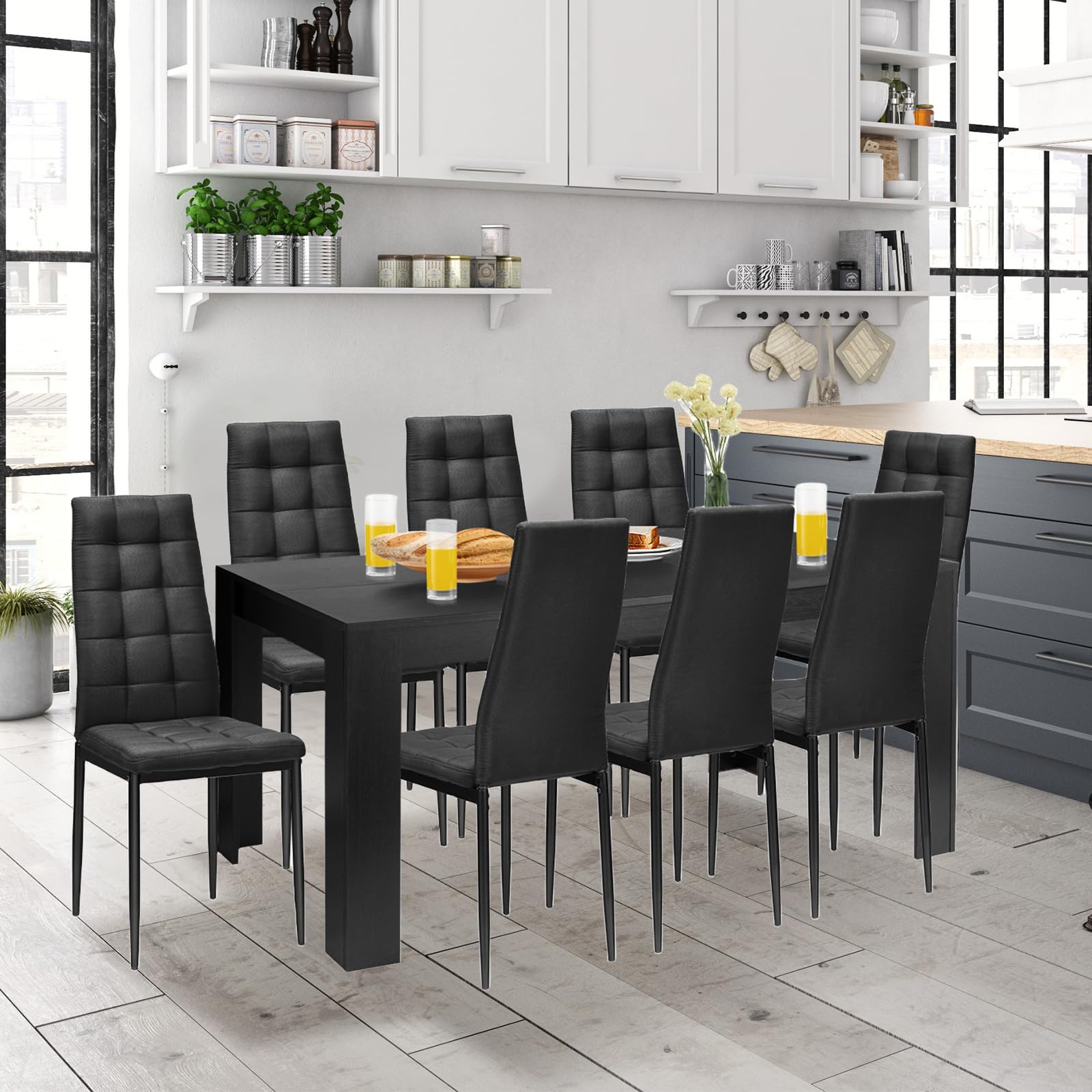 Giantex Dining Table for 6-8, Wood Rectangular Table, 63" L x 31.5" W x 30" H Large Farmhouse Center Table
