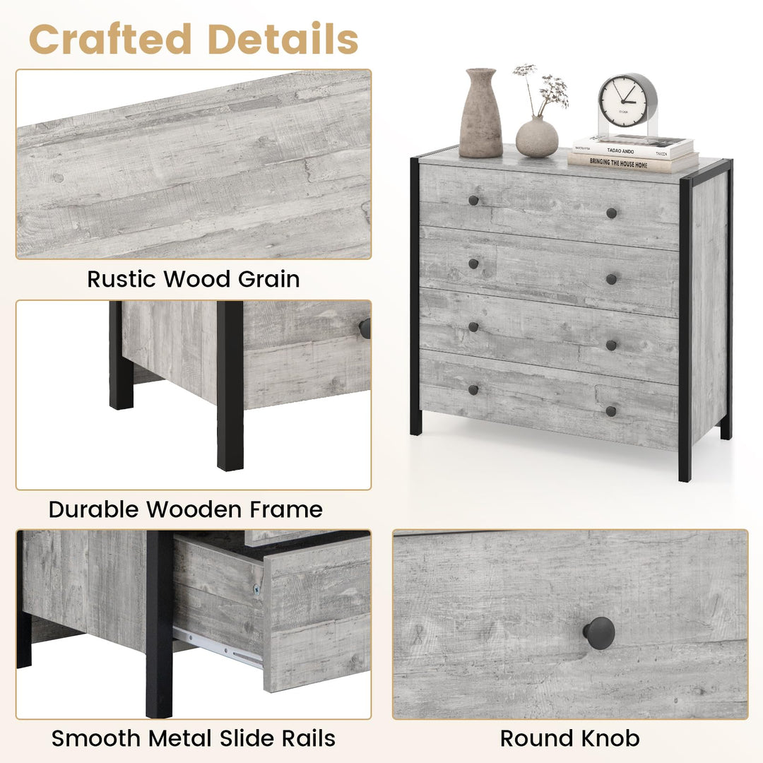 Giantex Dresser for Bedroom with 4 Storage Drawers - Modern Chest of Drawers