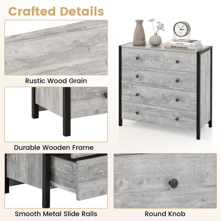 Giantex Dresser for Bedroom with 4 Storage Drawers - Modern Chest of Drawers