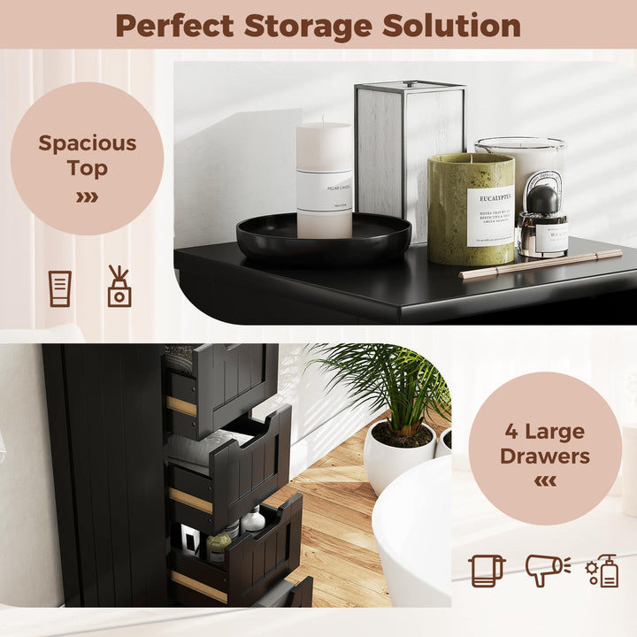 Giantex Bathroom Storage Cabinet w/ 4 Drawers