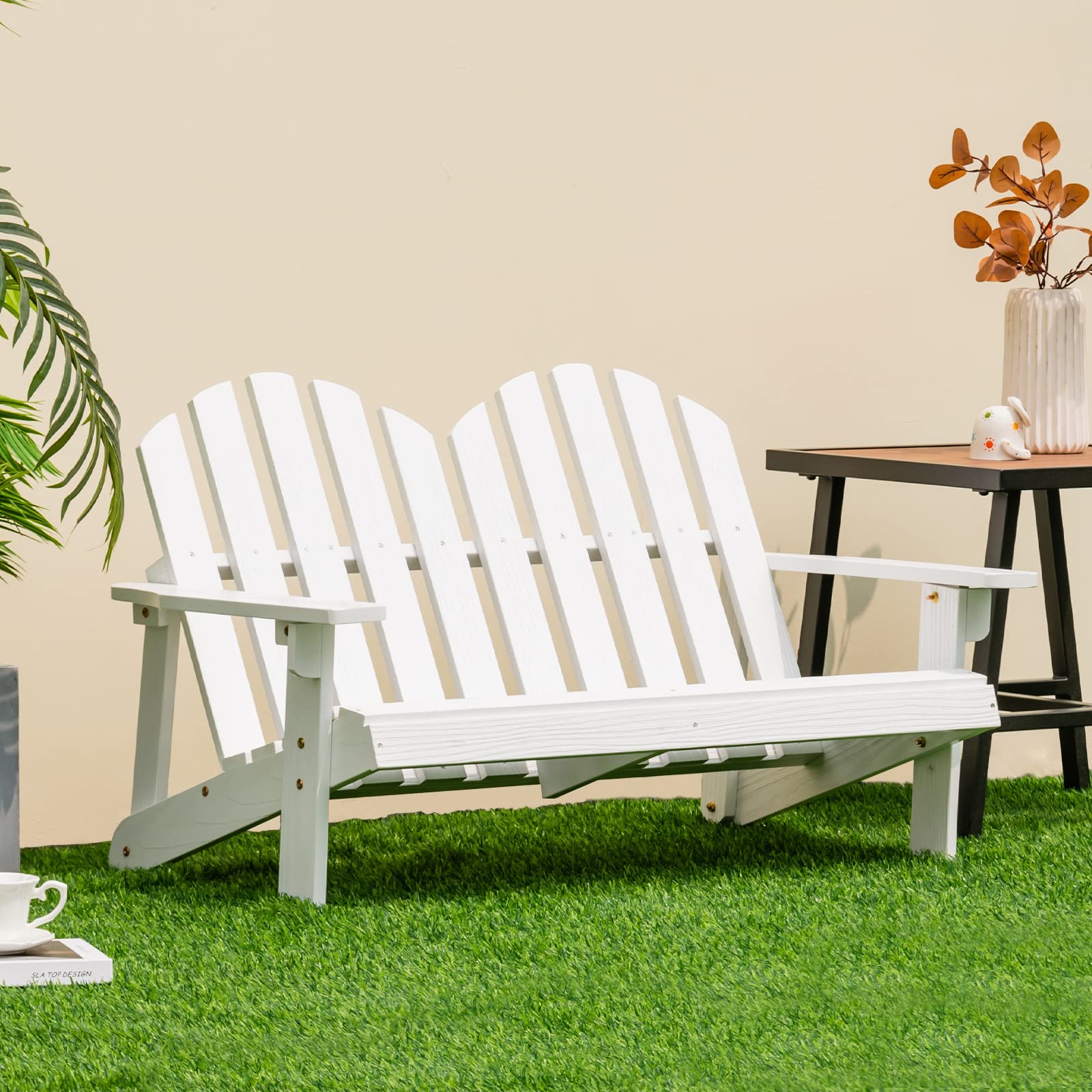 Giantex Kids 2-Seat Adirondack Chair - Fir Wood Double Loveseat with High Backrest, Arm Rest, 300 LBS Weight Capacity