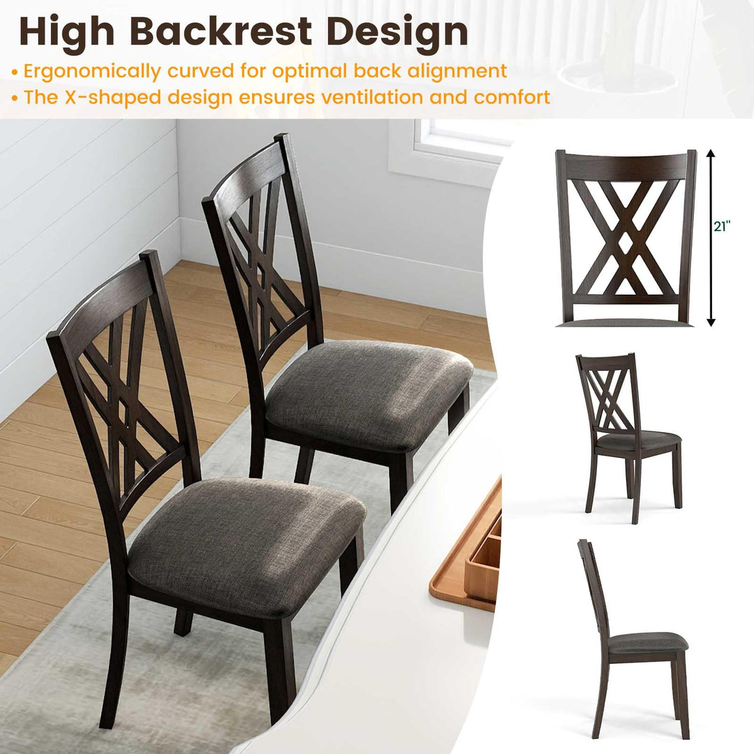 Giantex Linen Fabric Upholstered Wooden Dining Chair Set of 2/4 with Rubber Wood Frame for Dining Room