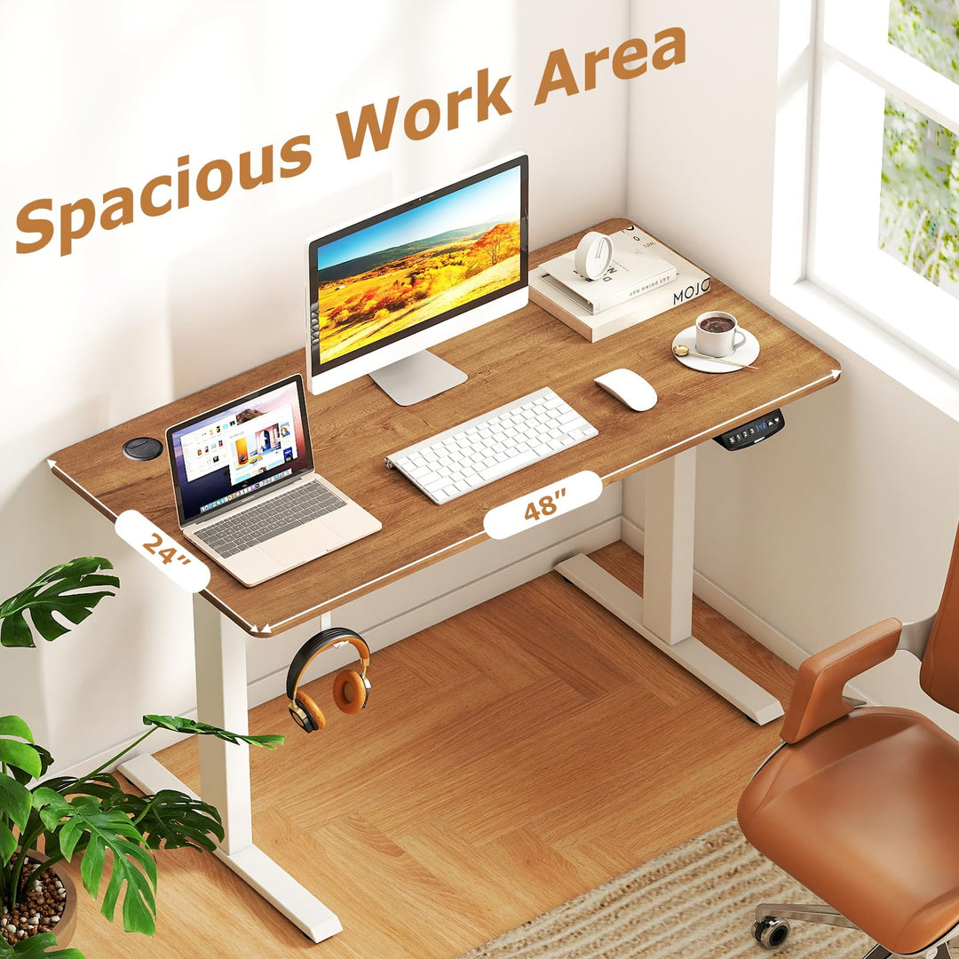 Giantex Electric Dual Motor Standing Desk | 48" x 24" Height Adjustable Sit Stand Computer Workstation w/3 Memory Height