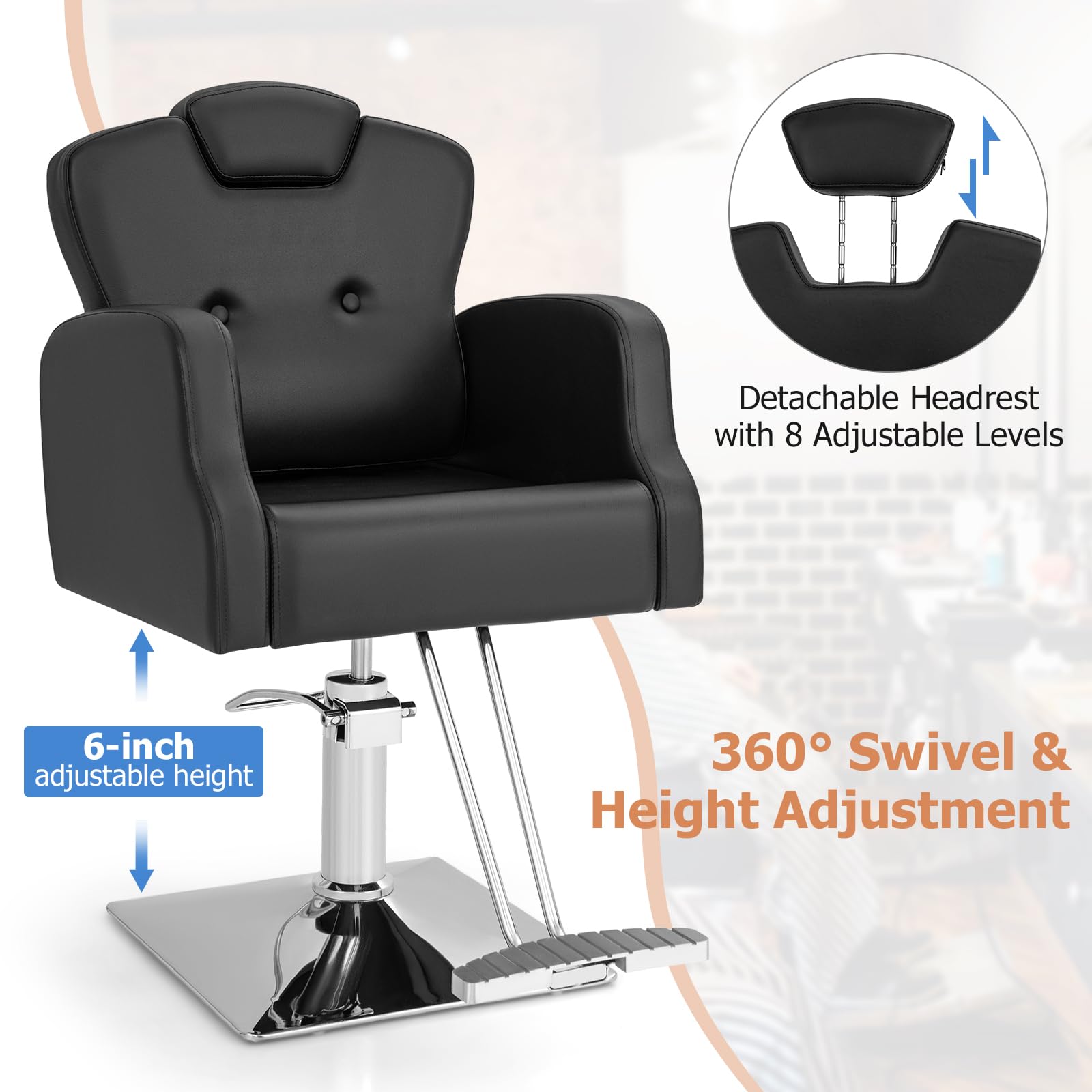 Giantex Barber Chair, Salon Chair with Adjustable Seat Height