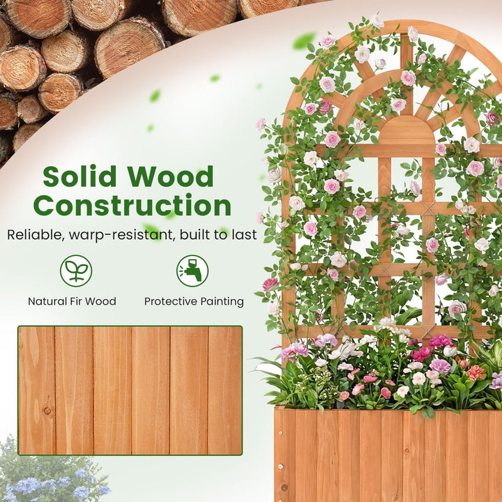 Giantex Wooden Raised Garden Bed with Trellis 48 Inch Outdoor Screen
