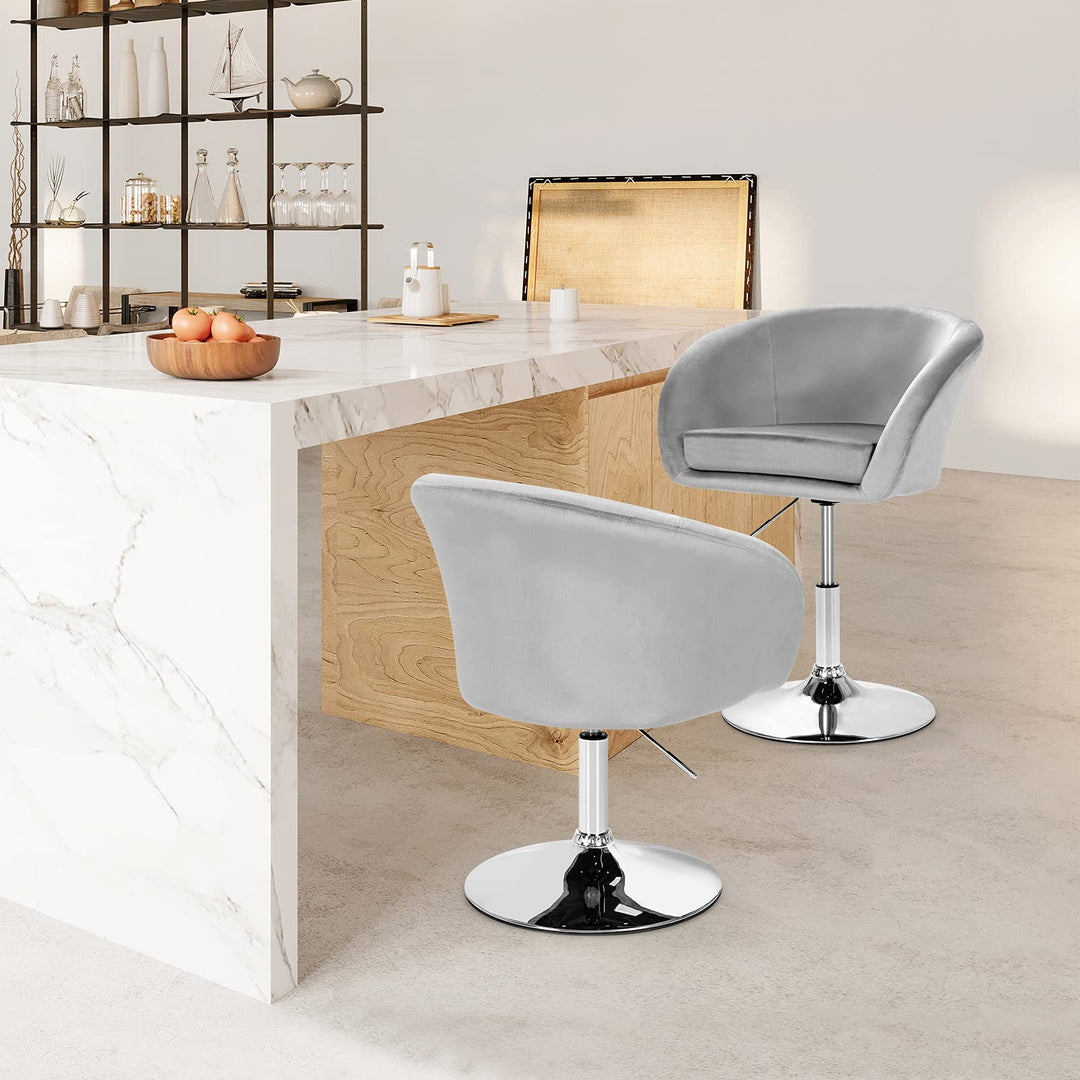 Height Adjustable Modern Velvet Makeup Chair with Chrome Frame