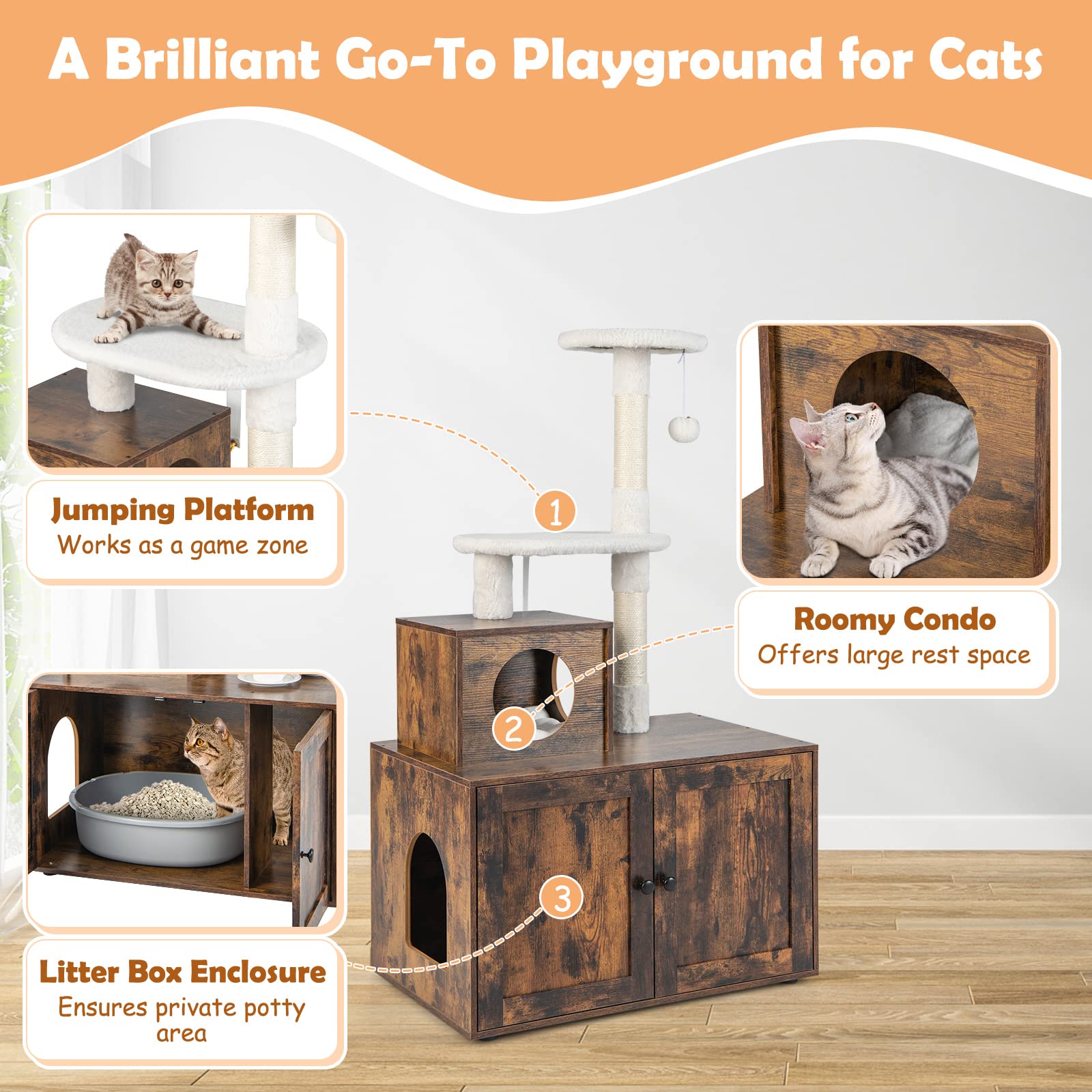 Giantex Cat Tree with Litter Box Enclosure