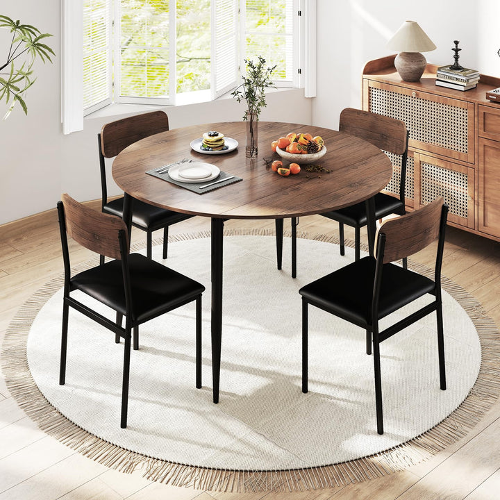 Giantex 5-Piece Dining Table Set for 4 | Space Saving Farmhouse Dinette Set for Dinette Dinner