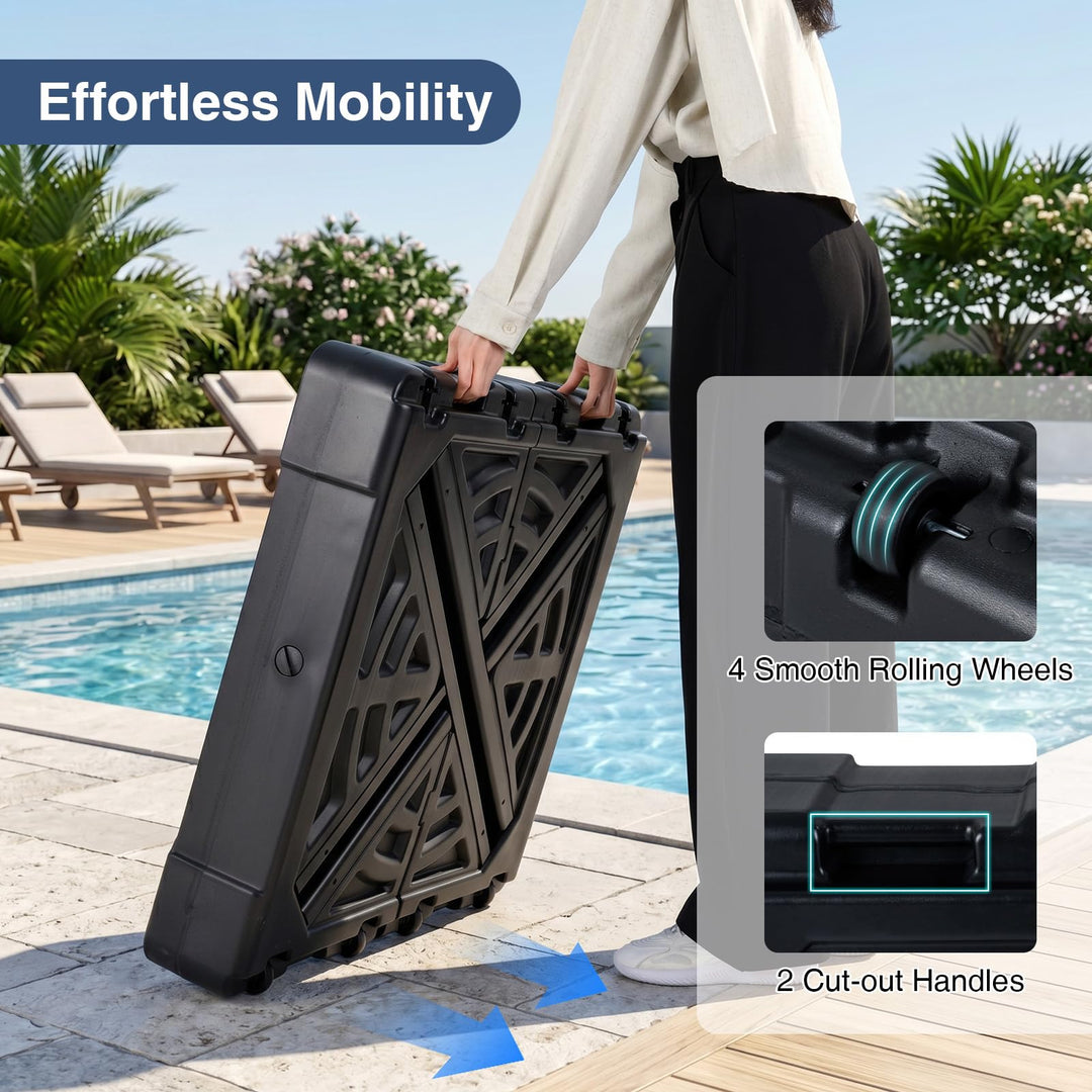 Giantex Rolling Cantilever Umbrella Base | 348 lbs Fillable Offset Patio Umbrella Holder