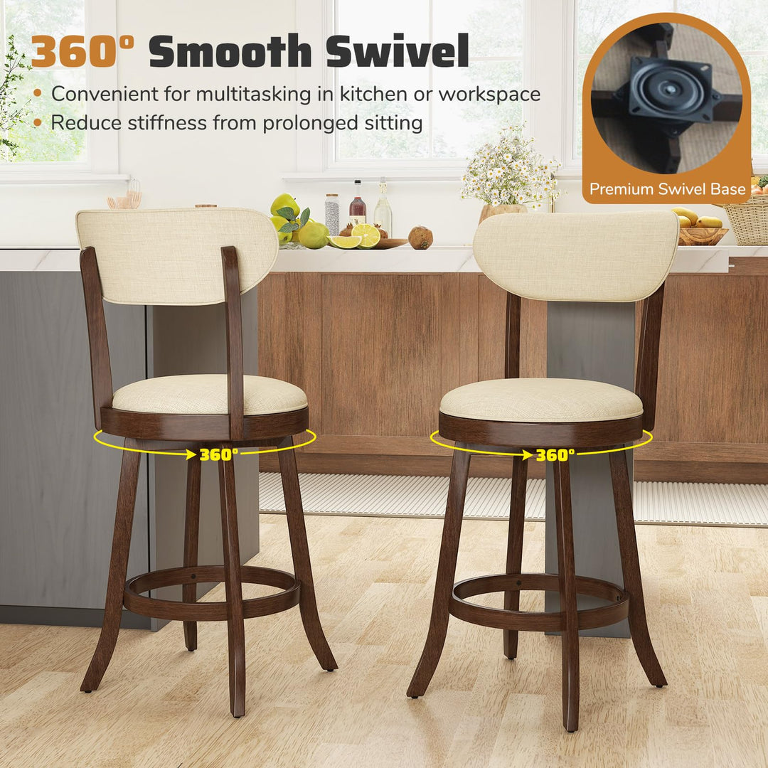 Giantex 25.5" Counter Height Upholstered Linen Barstools