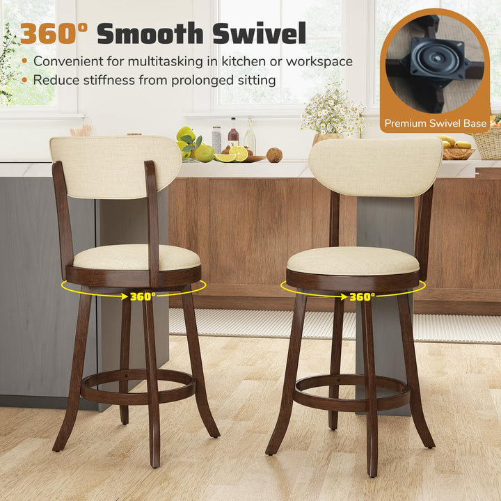 Giantex 25.5" Counter Height Upholstered Linen Barstools