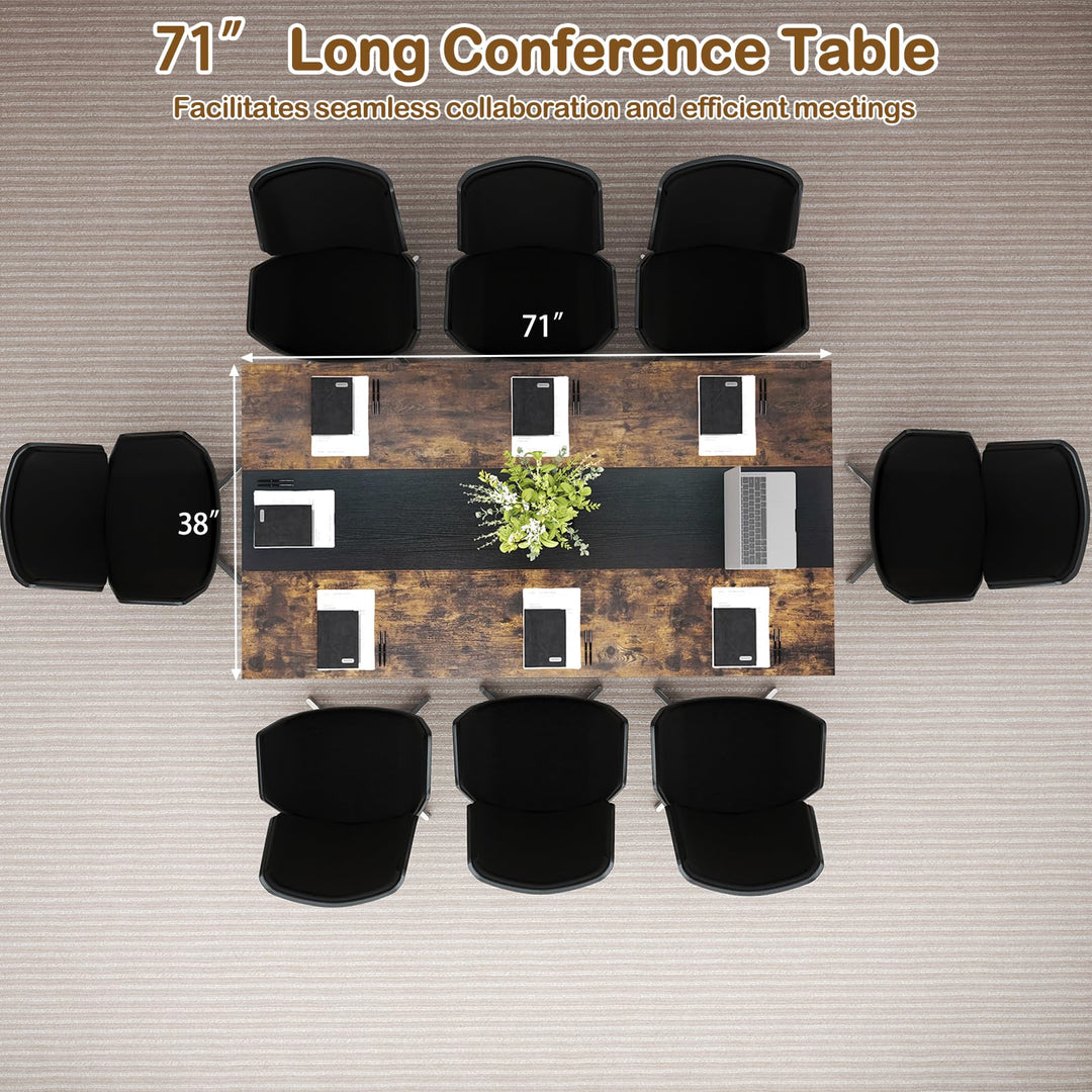 Giantex Rectangular Meeting Table with Mesh Storage Shelf and Cable Grommet