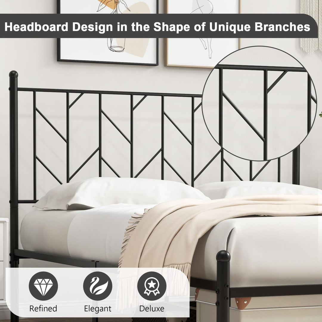 Giantex Metal Bed Frame with Victorian Style Headboard