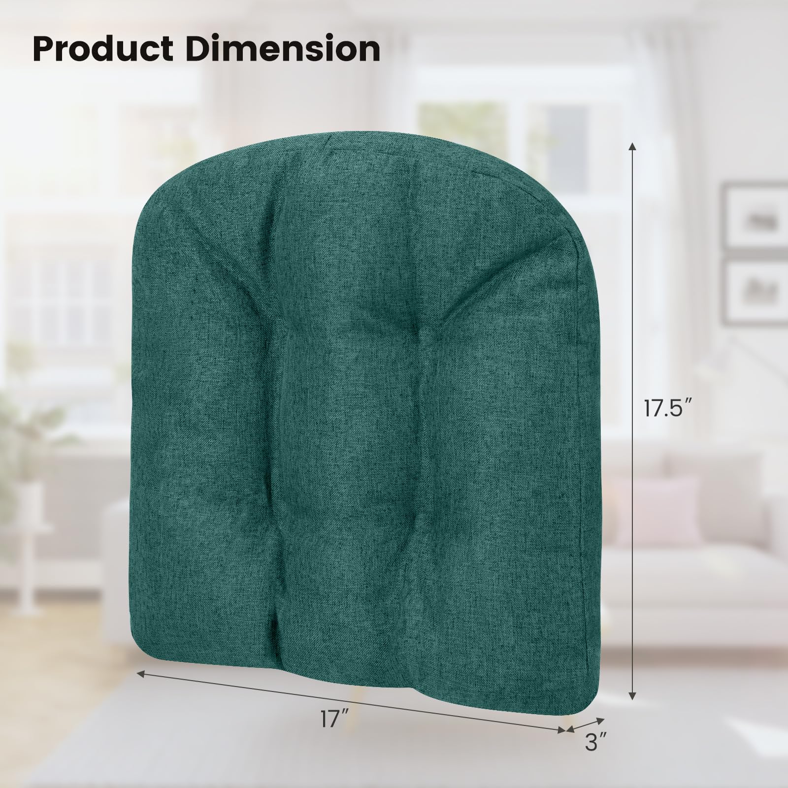 Chair Cushions for Dining Chairs 4 Pack, 17.5” x 17”U-Shaped Chair Pads with Polyester Cover