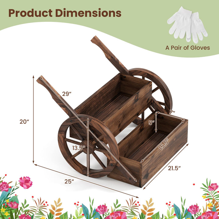 Giantex Wooden Wagon Planter Box with Wheels