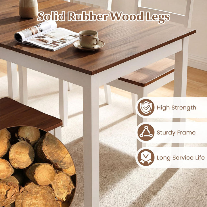 Giantex 60-inches Rectangular Dinner Tables with Solid Rubber Wood Legs