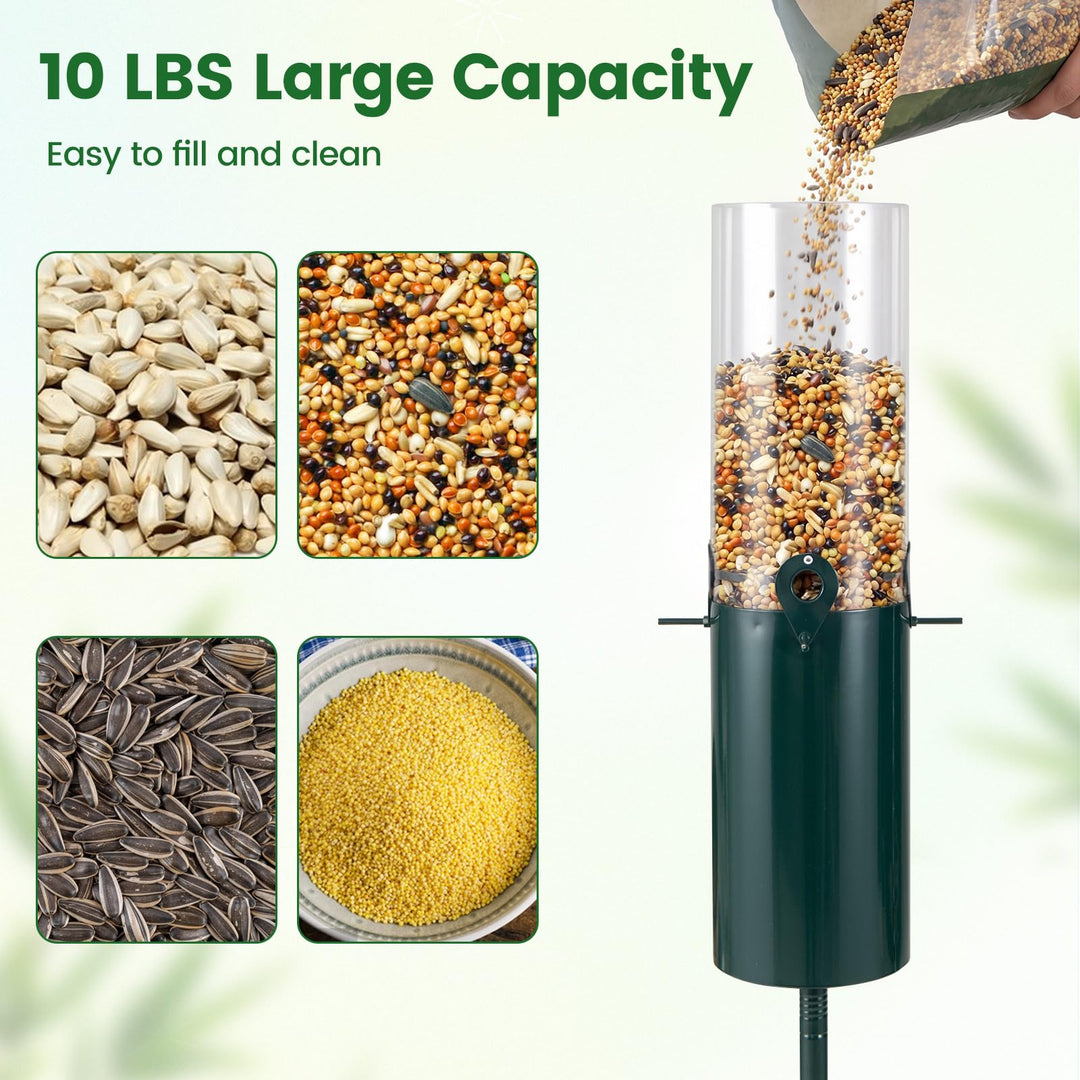 Giantex 10 LBS Large Capacity Squirrel Proof Bird Feeder with Pole Mount and Baffle