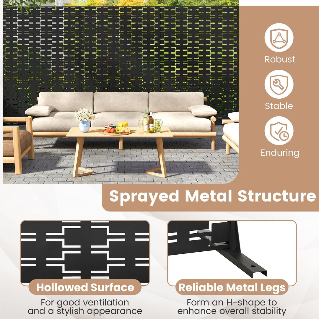 Giantex Metal Privacy Screen 72 x 48 Inch Freestanding Fence Panel Indoor Outdoor