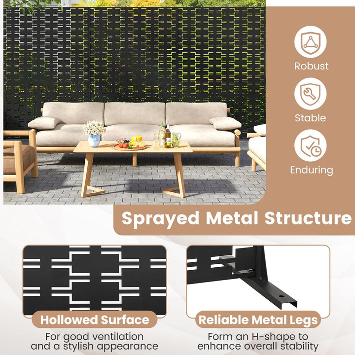 Giantex Metal Privacy Screen 72 x 48 Inch Freestanding Fence Panel Indoor Outdoor