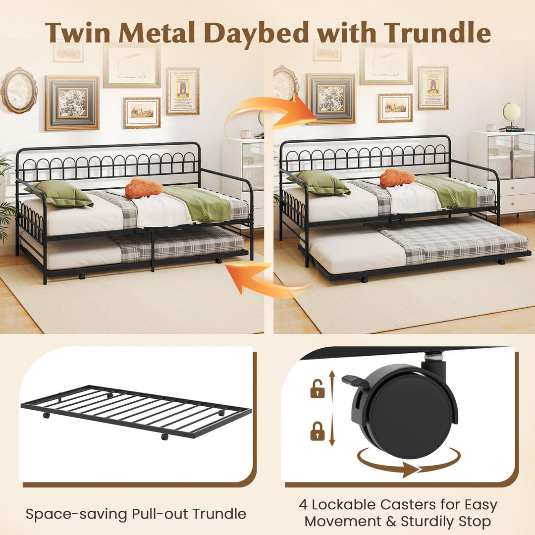 Giantex Twin Daybed with Trundle with Heavy-Duty Metal Slats