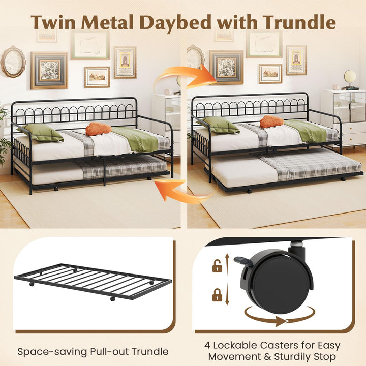 Giantex Twin Daybed with Trundle with Heavy-Duty Metal Slats