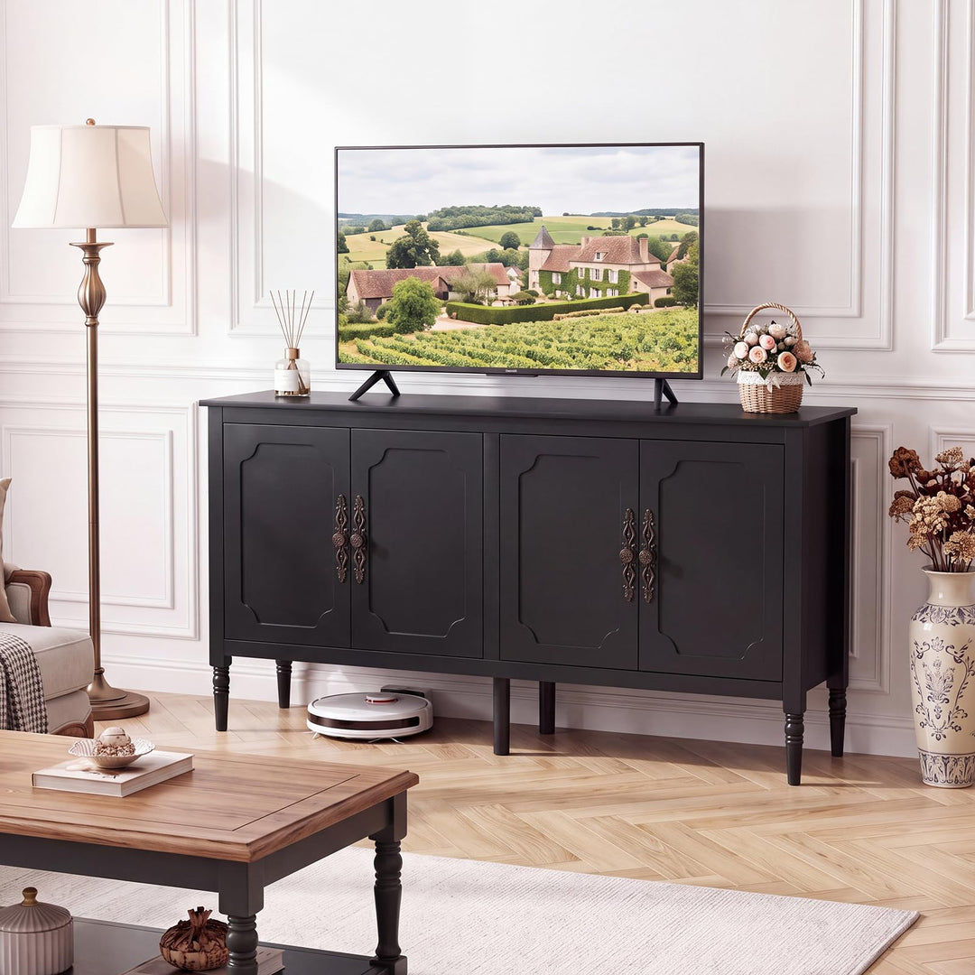 GIANTEX 58" Buffet Sideboard Cabinet w/ 4 Doors &amp; Adjustable Shelves