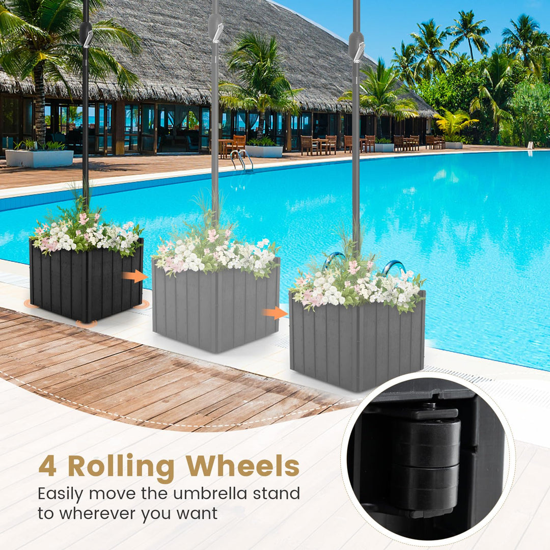 Giantex 88 lbs Umbrella Base with Fillable Planter with 4 Rollers