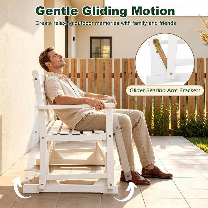 GIANTEX 2-Person Acacia Wood Outdoor Glider Bench with Load 800 LBS