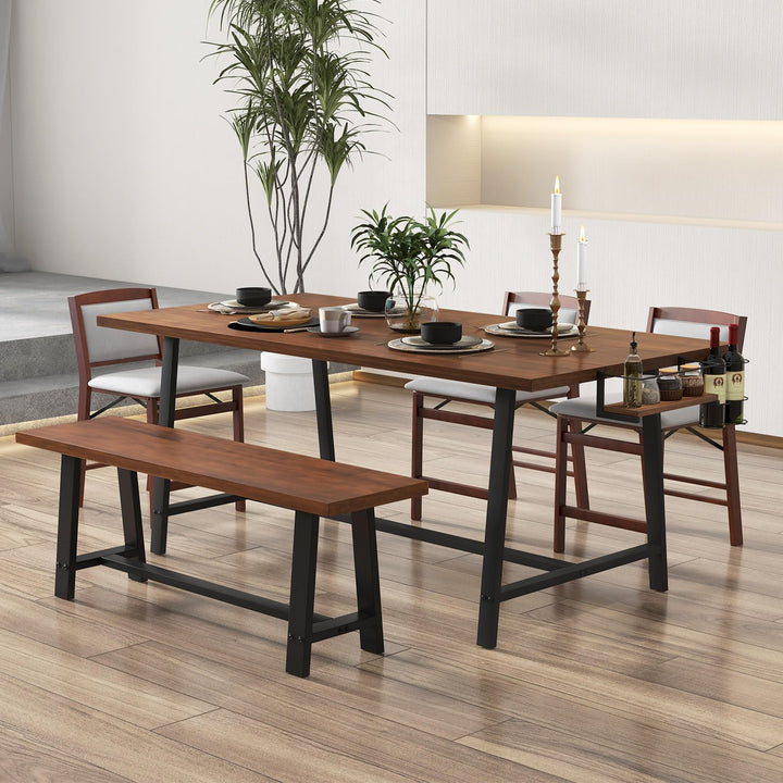Giantex 72-Inch Dining Table for 5-7, Rectangular Kitchen Table with 2-Bottle Wine Rack